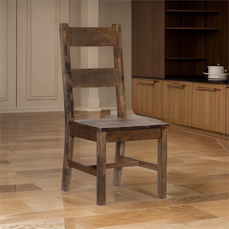 Pemberly Row 22 Inch Side Dining Chairs Set of 2 Ladder Back in Rubberwood