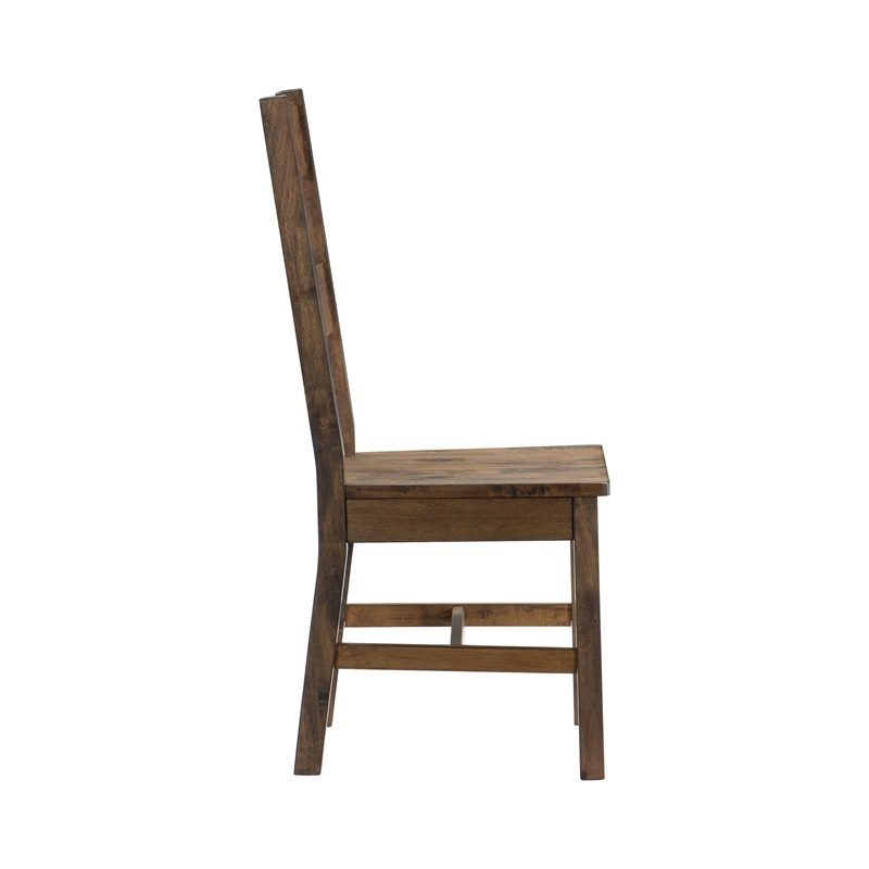 Pemberly Row 22 Inch Side Dining Chairs Set of 2 Ladder Back in Rubberwood