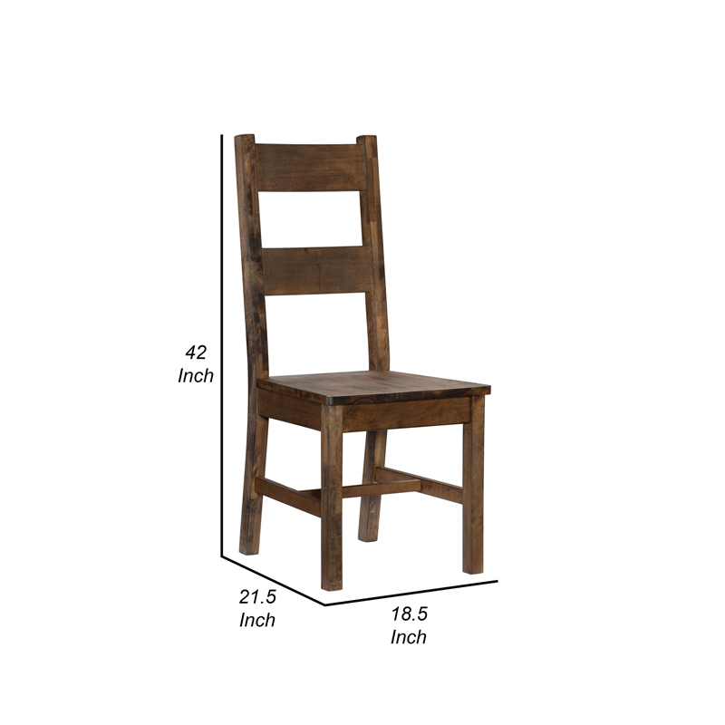 Pemberly Row 22 Inch Side Dining Chairs Set of 2 Ladder Back in Rubberwood