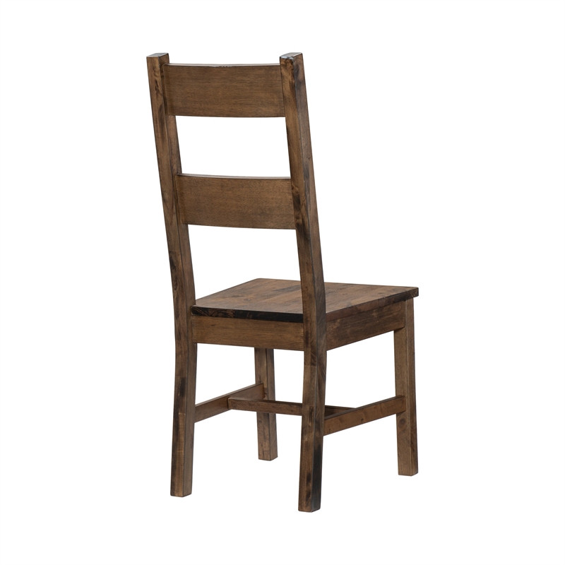 Pemberly Row 22 Inch Side Dining Chairs Set of 2 Ladder Back in Rubberwood