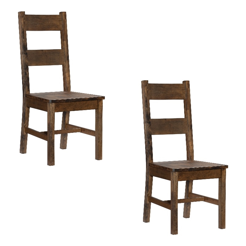 Pemberly Row 22 Inch Side Dining Chairs Set of 2 Ladder Back in Rubberwood