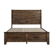 Pemberly Row Queen Size Platform Bed Sleigh with 2 Footboard Storage Drawers