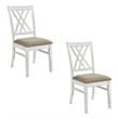 Pemberly Row 19 Inch Side Dining Chairs Set of 2 with X Cross Back in Khaki