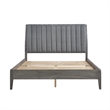 Pemberly Row Platform Bed with Channel Tufted Upholstered Back in Gray Velvet