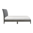Pemberly Row Platform Bed with Channel Tufted Upholstered Back in Gray Velvet