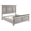Pemberly Row Queen Size Bed with Rustic Headboard Design in Brown Gray Oak