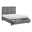 Pemberly Row Queen Size Platform Bed with 2 Storage Drawers in Gray Wood