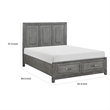 Pemberly Row Queen Size Platform Bed with 2 Storage Drawers in Gray Wood