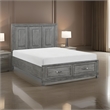 Pemberly Row Queen Size Platform Bed with 2 Storage Drawers in Gray Wood