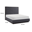 Pemberly Row Queen Size Bed with Button Tufted Headboard in Gray Ash Veneer