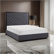 Pemberly Row Queen Size Bed with Button Tufted Headboard in Gray Ash Veneer