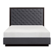 Pemberly Row Queen Size Bed with Button Tufted Headboard in Gray Ash Veneer