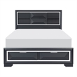 Pemberly Row Queen Bed with 2 Storage Drawers and Bookcase Midnight Blue