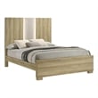 Pemberly Row Queen Size Bed with Built In Light White Trim Brown Driftwood