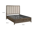 Pemberly Row Queen Platform Bed Chenille Channel Tufted Upholstery Walnut