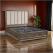Pemberly Row Queen Platform Bed Chenille Channel Tufted Upholstery Walnut