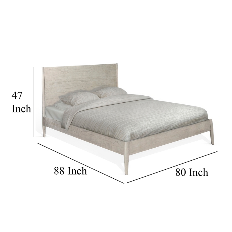 Pemberly Row King Size Platform Bed Low Profile Panel Headboard in Gray