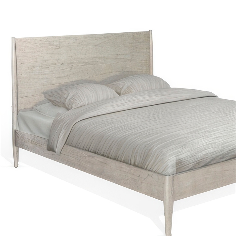 Pemberly Row King Size Platform Bed Low Profile Panel Headboard in Gray