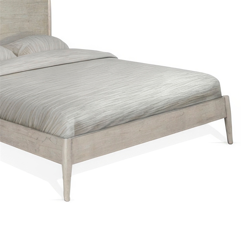 Pemberly Row King Size Platform Bed Low Profile Panel Headboard in Gray