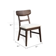 Pemberly Row Dining Chair Set of 2 Curved Back Beige Seat in Dark Brown