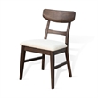 Pemberly Row Dining Chair Set of 2 Curved Back Beige Seat in Dark Brown