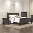 Pemberly Row 3 Piece Full Size Bedroom Set Brass Metal Handles Stained Gray