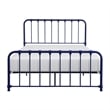 Pemberly Row Full Size Metal Bed in Blue Spindle Design Heavy Duty Slat Support
