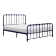 Pemberly Row Full Size Metal Bed in Blue Spindle Design Heavy Duty Slat Support