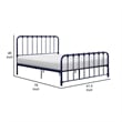 Pemberly Row Twin Size Metal Bed in Blue Spindle Design Heavy Duty Slat Support