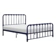 Pemberly Row Twin Size Metal Bed in Blue Spindle Design Heavy Duty Slat Support