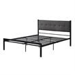 Pemberly Row Queen Platform Bed Polyester Upholstered Tufted Headboard Metal