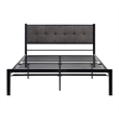 Pemberly Row Queen Platform Bed Polyester Upholstered Tufted Headboard Metal