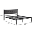 Pemberly Row Queen Platform Bed Polyester Upholstered Tufted Headboard Metal