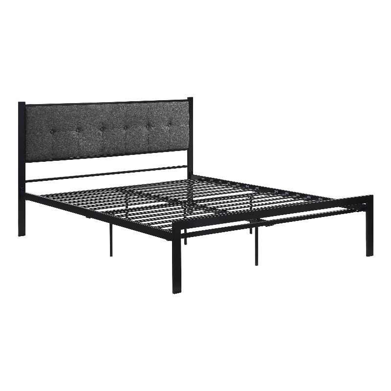 Pemberly Row Queen Platform Bed Polyester Upholstered Tufted Headboard Metal