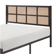 Pemberly Row Full Platform Metal Bed Brown Faux Cane Panel Headboard Bronze