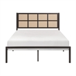 Pemberly Row Full Platform Metal Bed Brown Faux Cane Panel Headboard Bronze