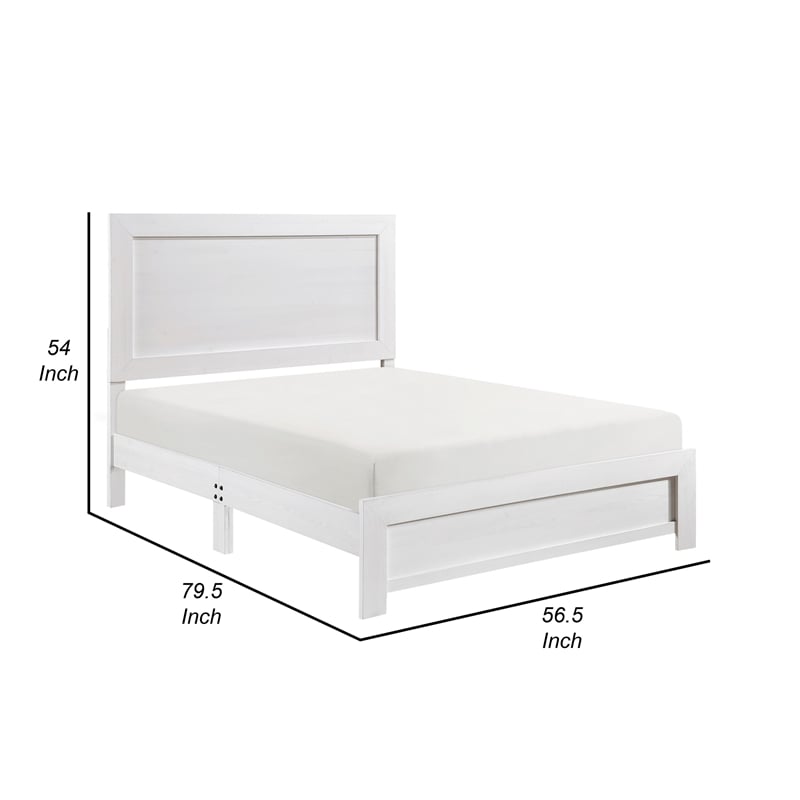 Pemberly Row Full Size Bed Farmhouse Style in White Finish Wood Veneer