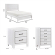 Pemberly Row 3 Piece Full Size Bedroom Set in White Panel Detail Handles