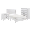 Pemberly Row 3 Piece Full Size Bedroom Set in White Panel Detail Handles