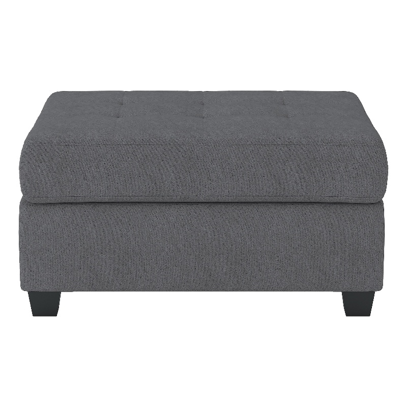 Pemberly Row 33 Inch Ottoman in Dark Gray Microfiber Interior Storage Wood