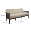 Pemberly Row 72 Inch Sofa in Soft Beige Polyester Dark Gray Rubberwood