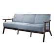 Pemberly Row 73 Inch Sofa in Soft Blue Gray Velvet Walnut Brown Rubberwood