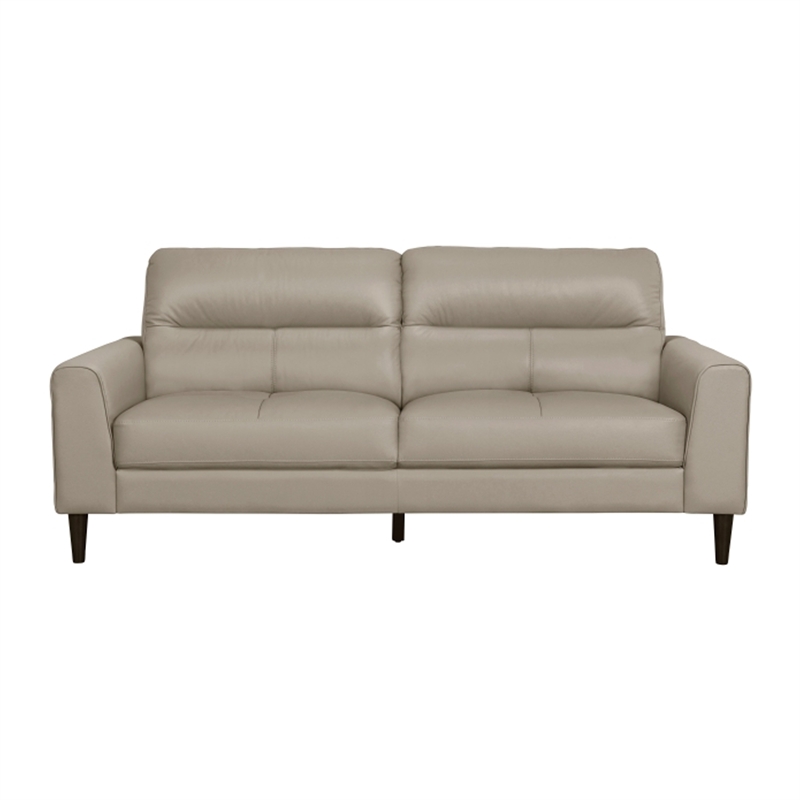 Pemberly Row 76 Inch Sofa in Beige Top Grain and Faux Leather Solid Wood