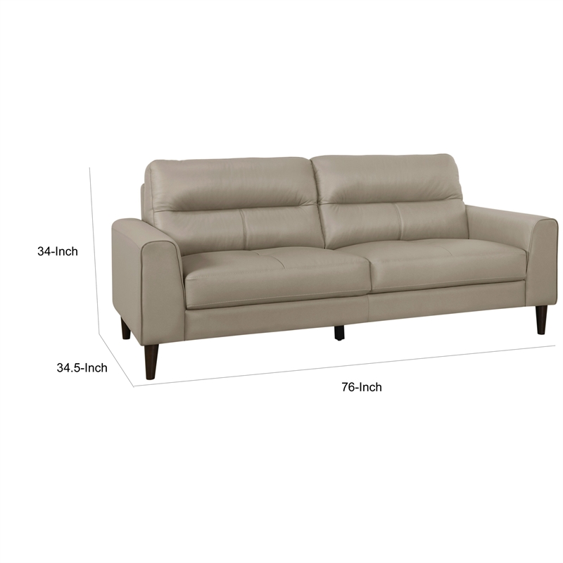 Pemberly Row 76 Inch Sofa in Beige Top Grain and Faux Leather Solid Wood