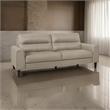 Pemberly Row 76 Inch Sofa in Beige Top Grain and Faux Leather Solid Wood