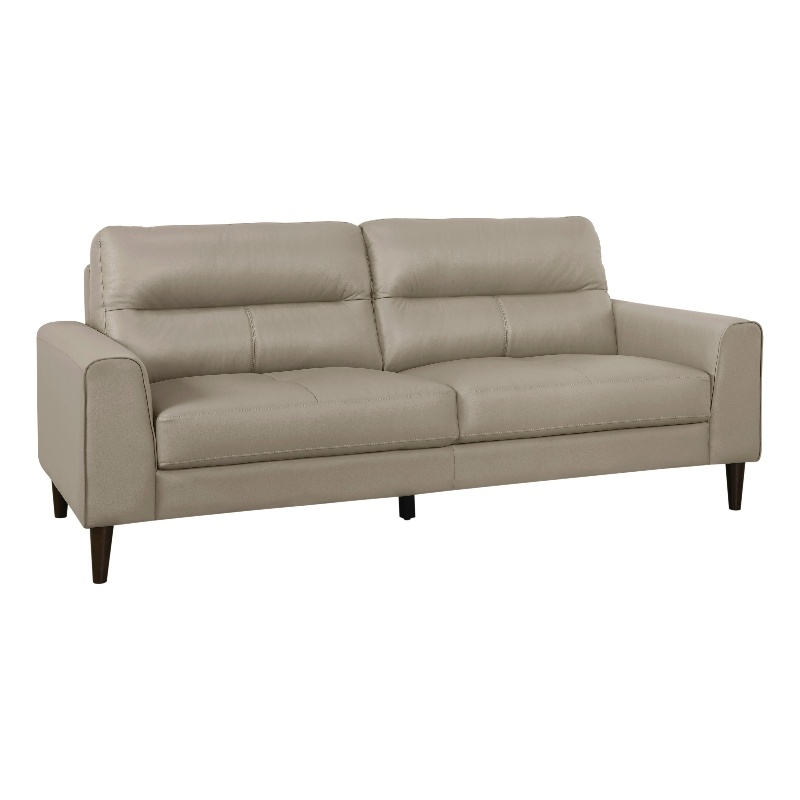 Pemberly Row 76 Inch Sofa in Beige Top Grain and Faux Leather Solid Wood