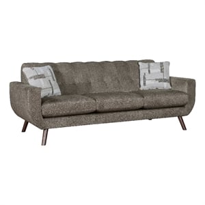 Pemberly Row 87 Inch Sofa with 2 Pillows in Brown Microfiber Walnut Tone