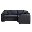 Pemberly Row Sectional Sleeper Sofa 2 Pillows USB Charger Black Faux Leather