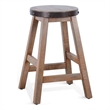 Pemberly Row Round Counter Stool Metal Band Splayed Legs in Brown Mahogany