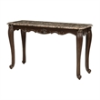 Pemberly Row 53 Inch Console Table Marble Top Cherry Brown Wood Cabriole